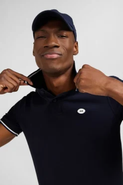 Polo Bleu Fonce A Manches Courtes