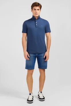 Polo Bleu Fonce En Coton Pima