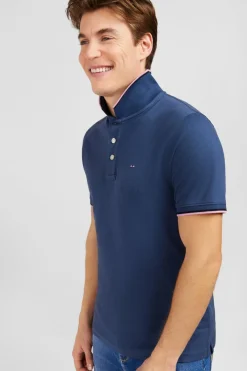 Polo Bleu Fonce En Coton Pima