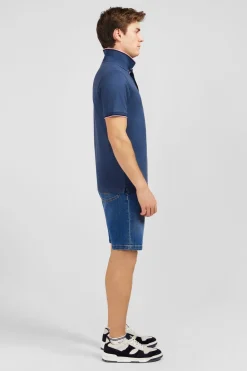 Polo Bleu Fonce En Coton Pima