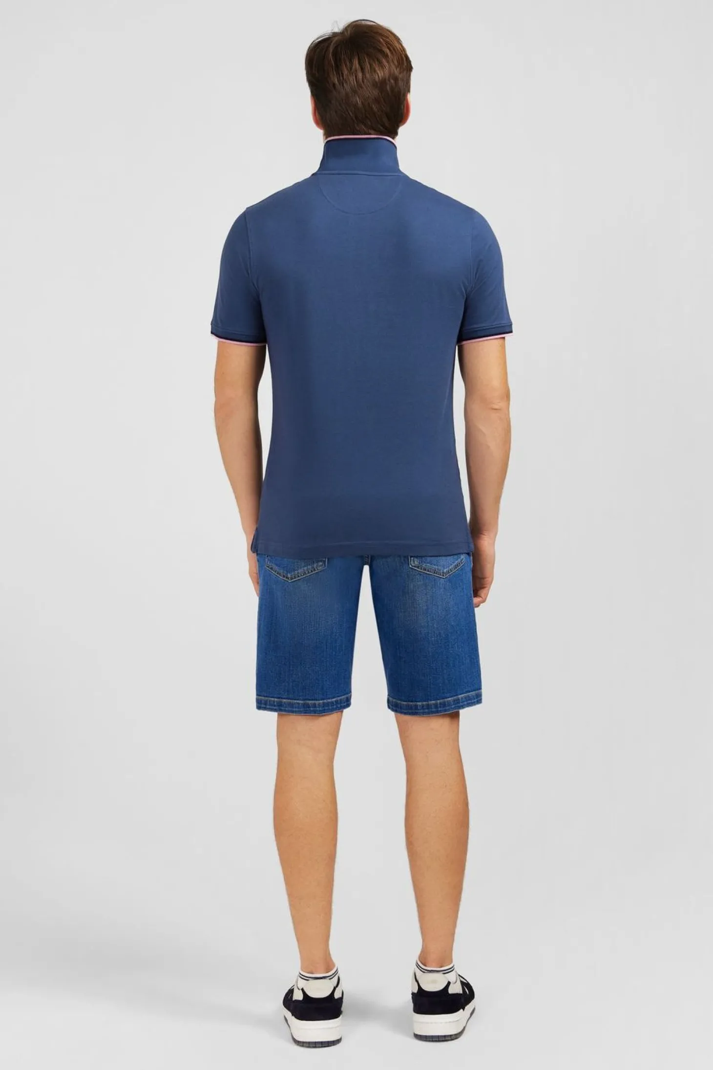Polo Bleu Fonce En Coton Pima