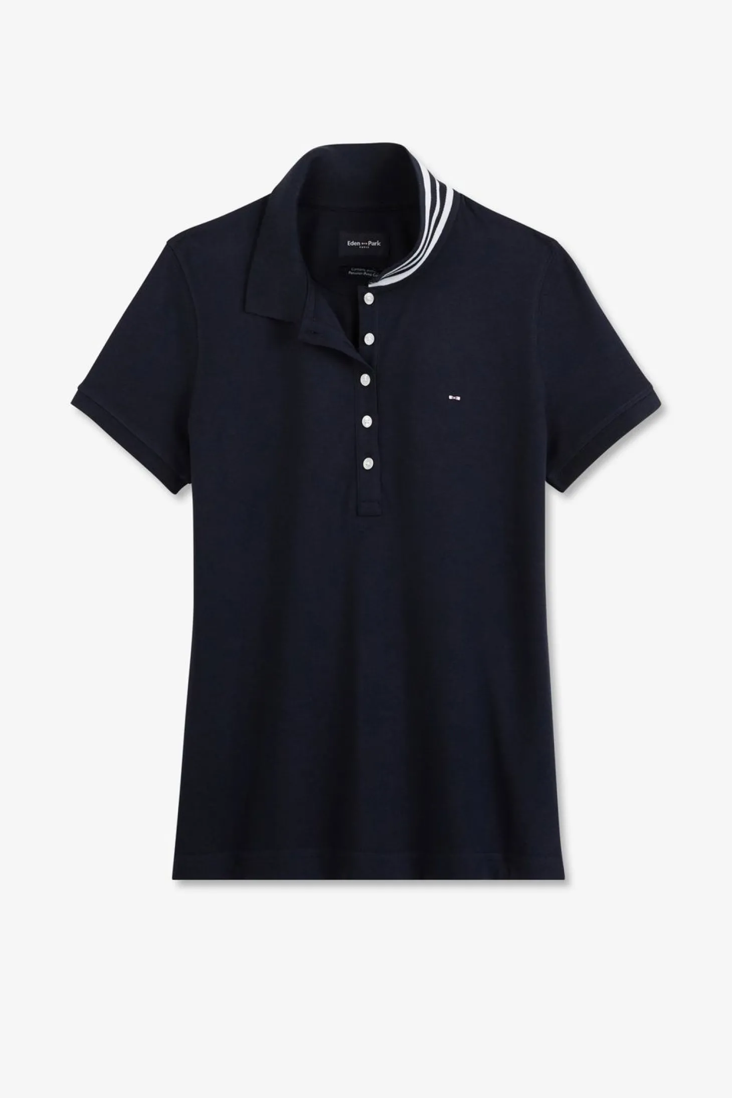 Polo Bleu Fonce Manches Courtes En Coton Pima