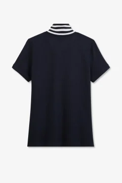 Polo Bleu Fonce Manches Courtes En Coton Pima