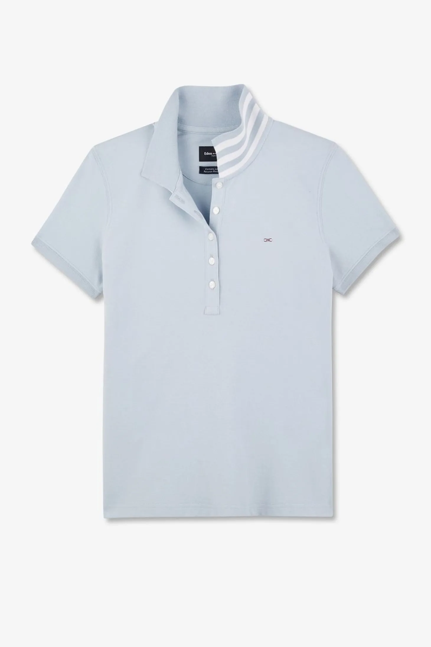Polo Bleu Manches Courtes En Coton Pima
