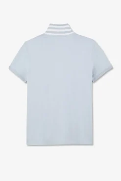 Polo Bleu Manches Courtes En Coton Pima