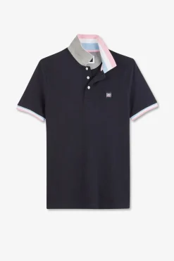 Polo Bleu Marine A Details Tricolores