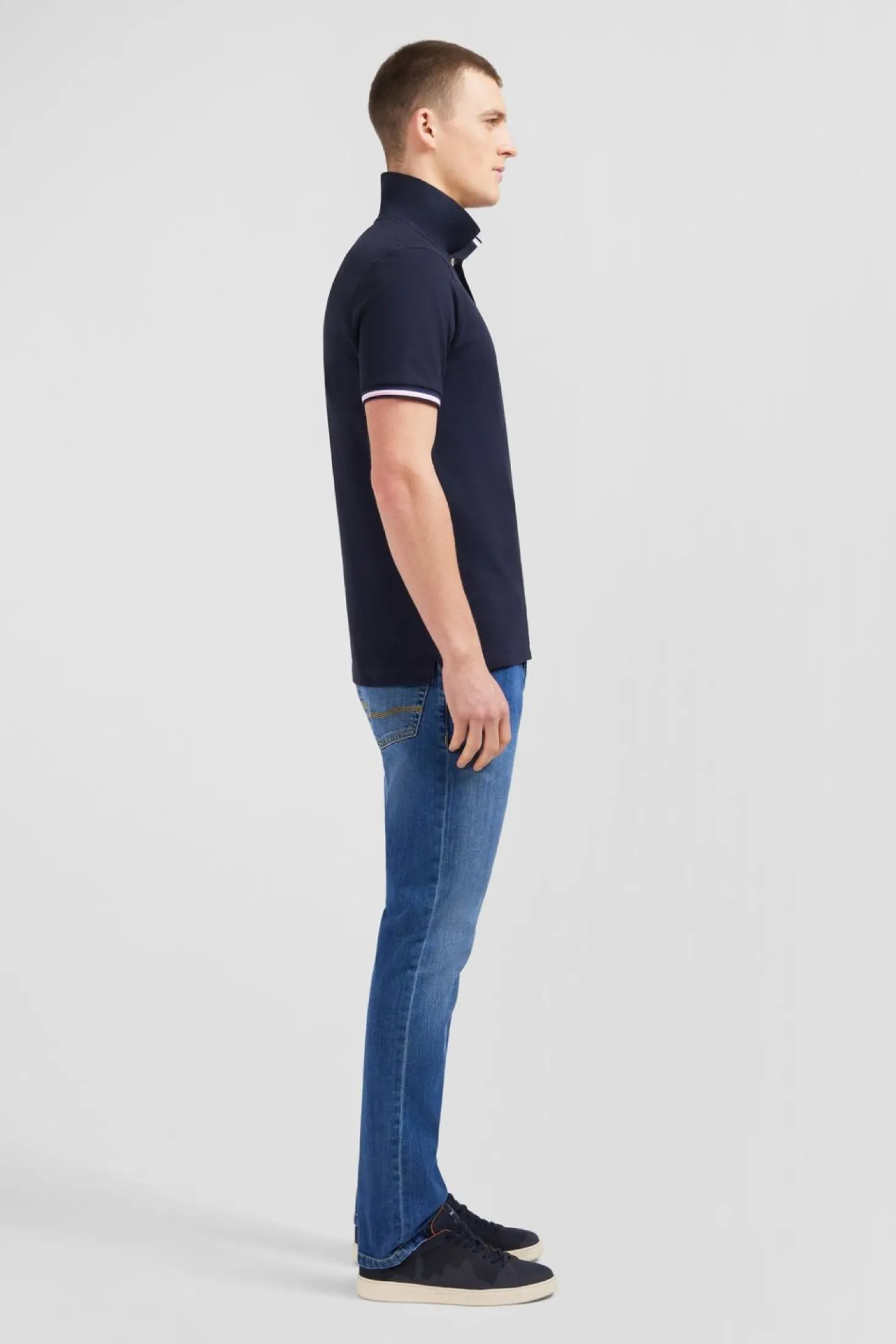 Polo Bleu Marine A Manches Courtes