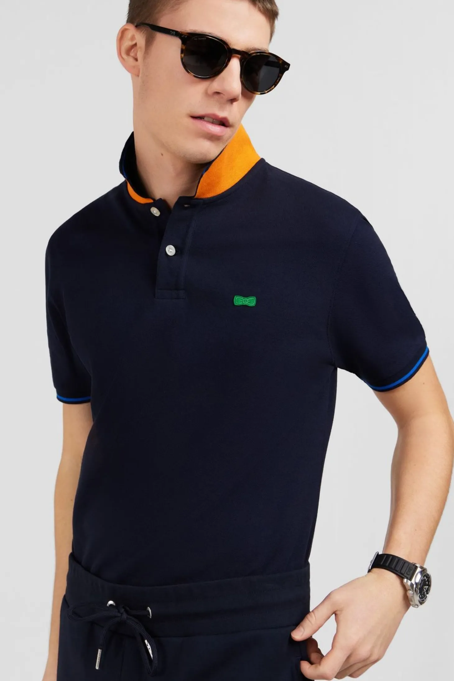 Polo Bleu Marine A Manches Courtes