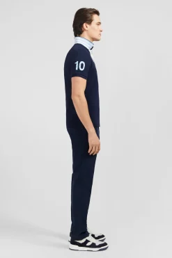 Polo Bleu Marine A Manches Courtes Numero 10