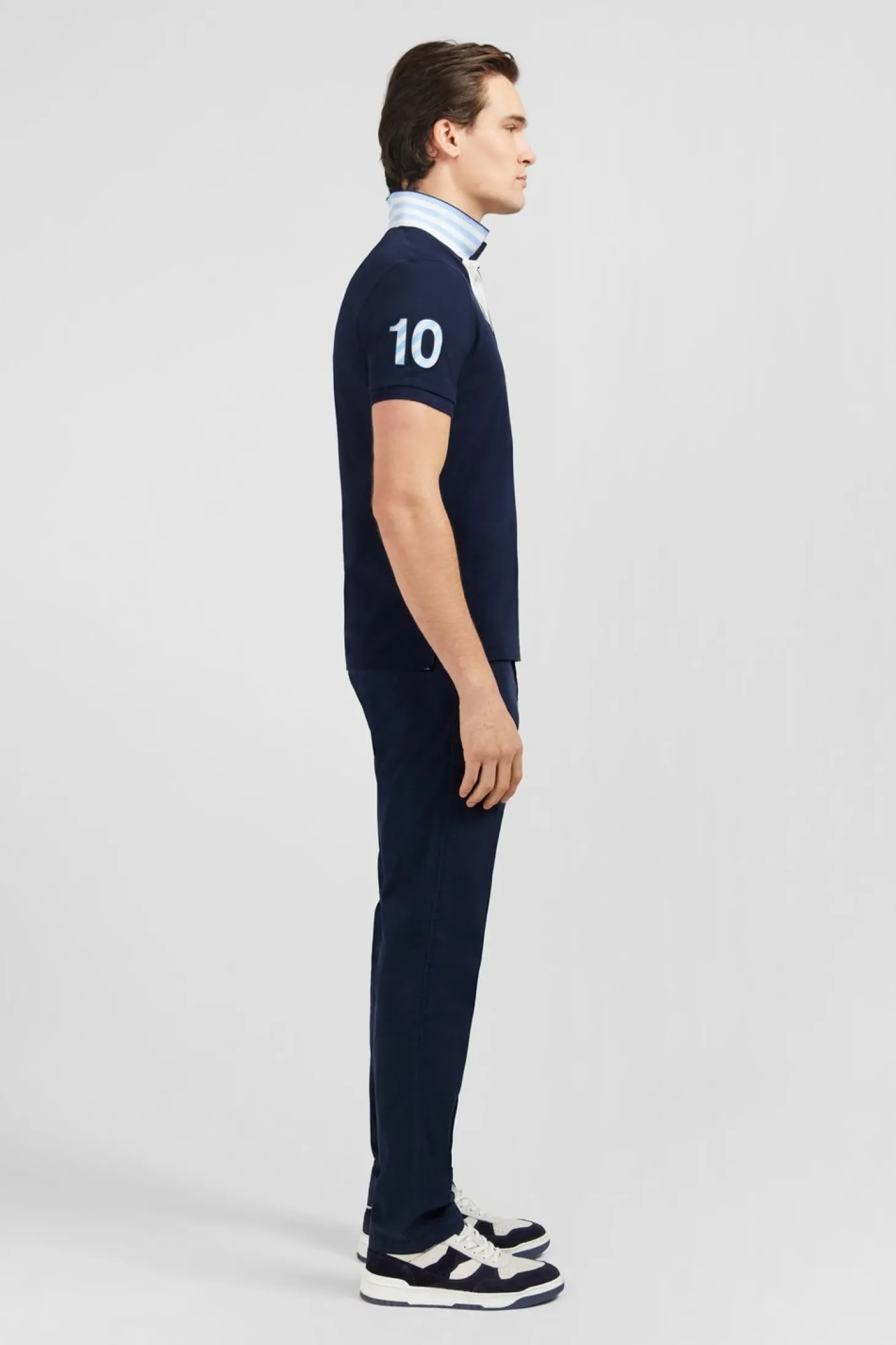 Polo Bleu Marine A Manches Courtes Numero 10