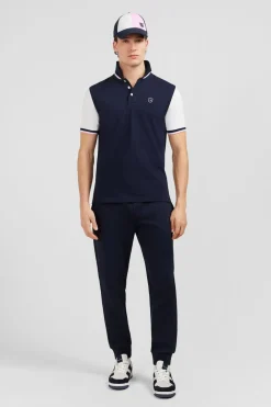 Polo Bleu Marine Colorblock Manches Courtes