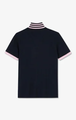 Polo Bleu Marine En Coton Pima Avec Details Contrastes