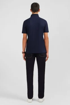 Polo Bleu Marine En Coton Pima Stretch