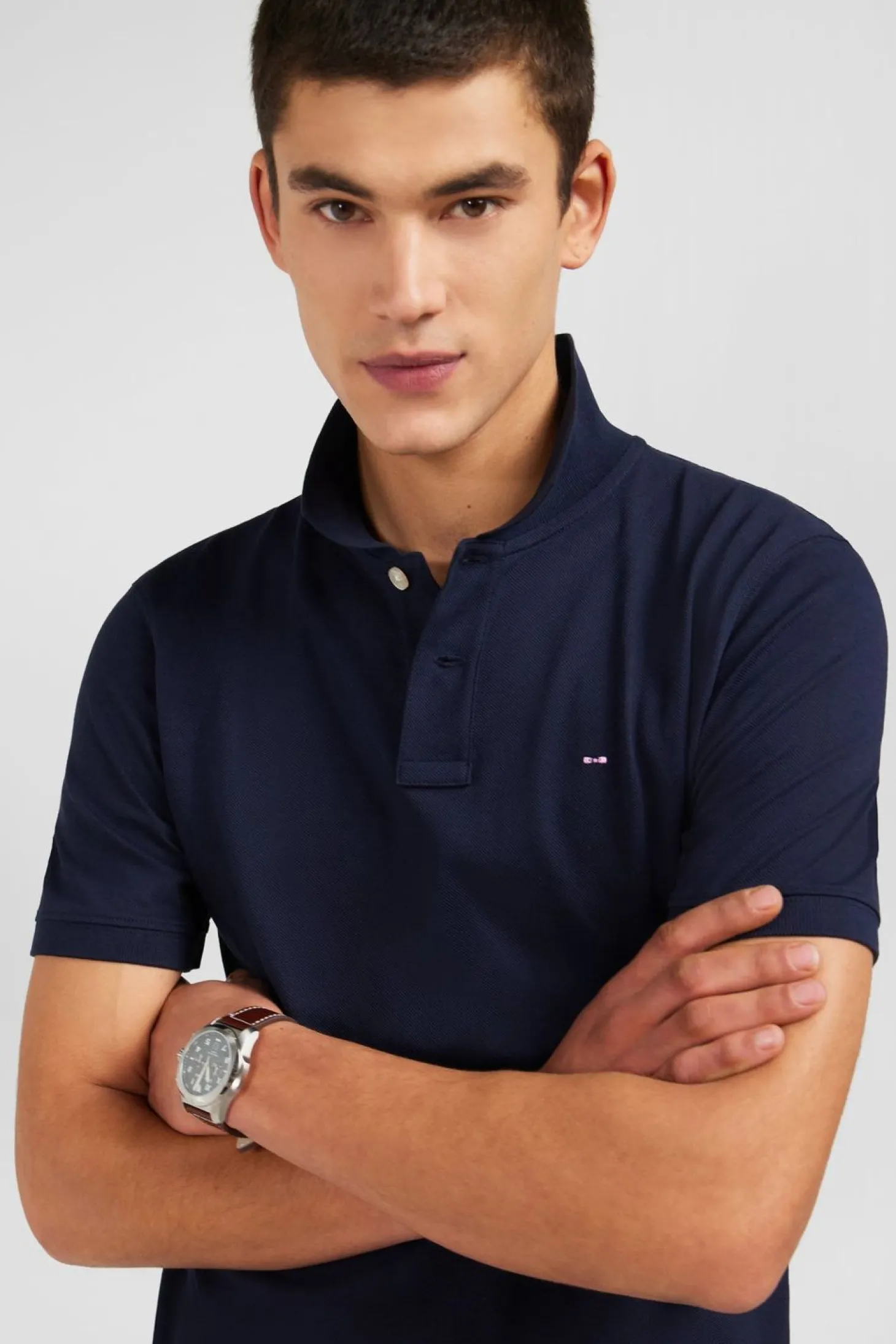 Polo Bleu Marine En Coton Pima Stretch