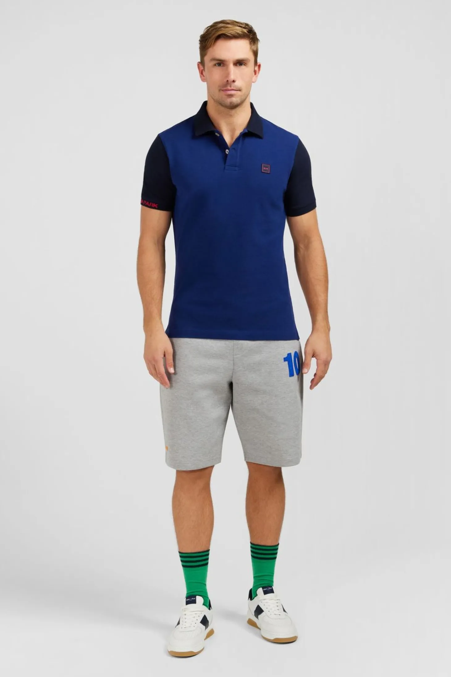 Polo Colorblock Bleu A Manches Courtes