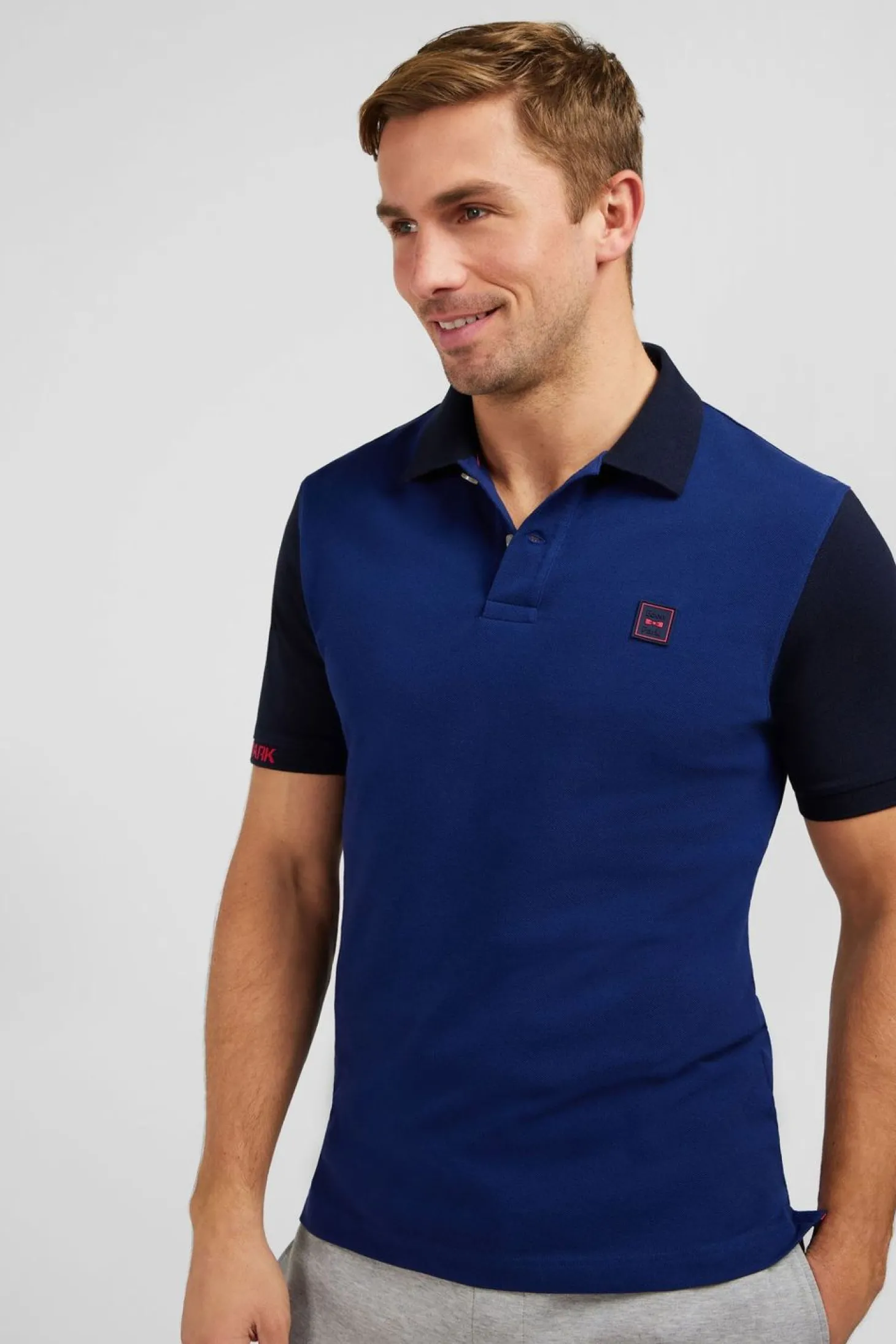 Polo Colorblock Bleu A Manches Courtes