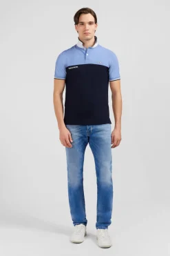 Polo Colorblock Bleu A Manches Courtes