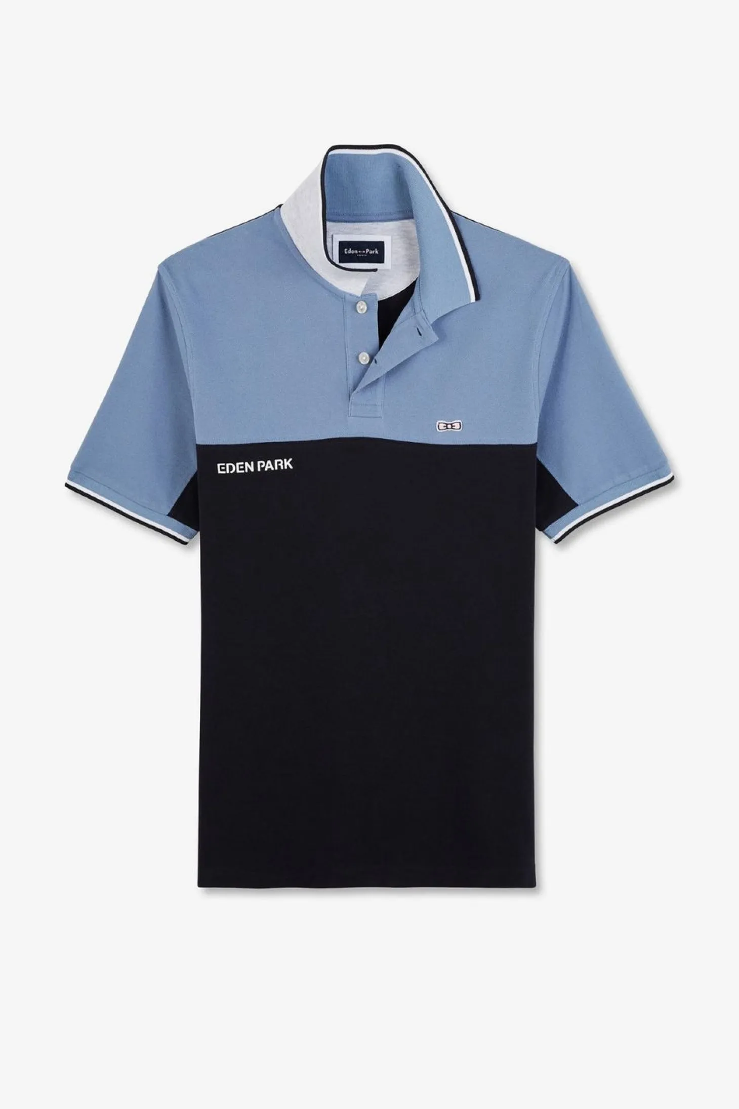 Polo Colorblock Bleu A Manches Courtes