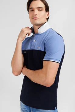 Polo Colorblock Bleu A Manches Courtes