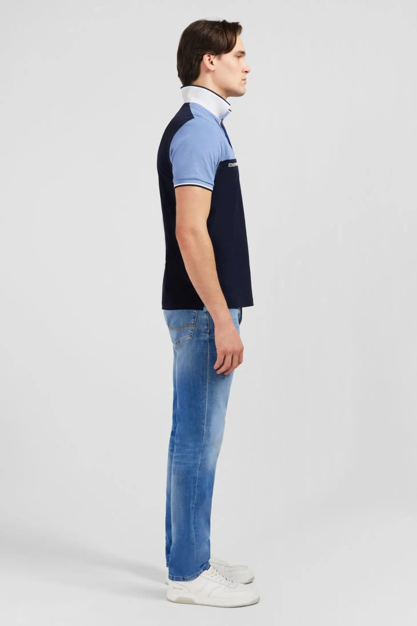 Polo Colorblock Bleu A Manches Courtes