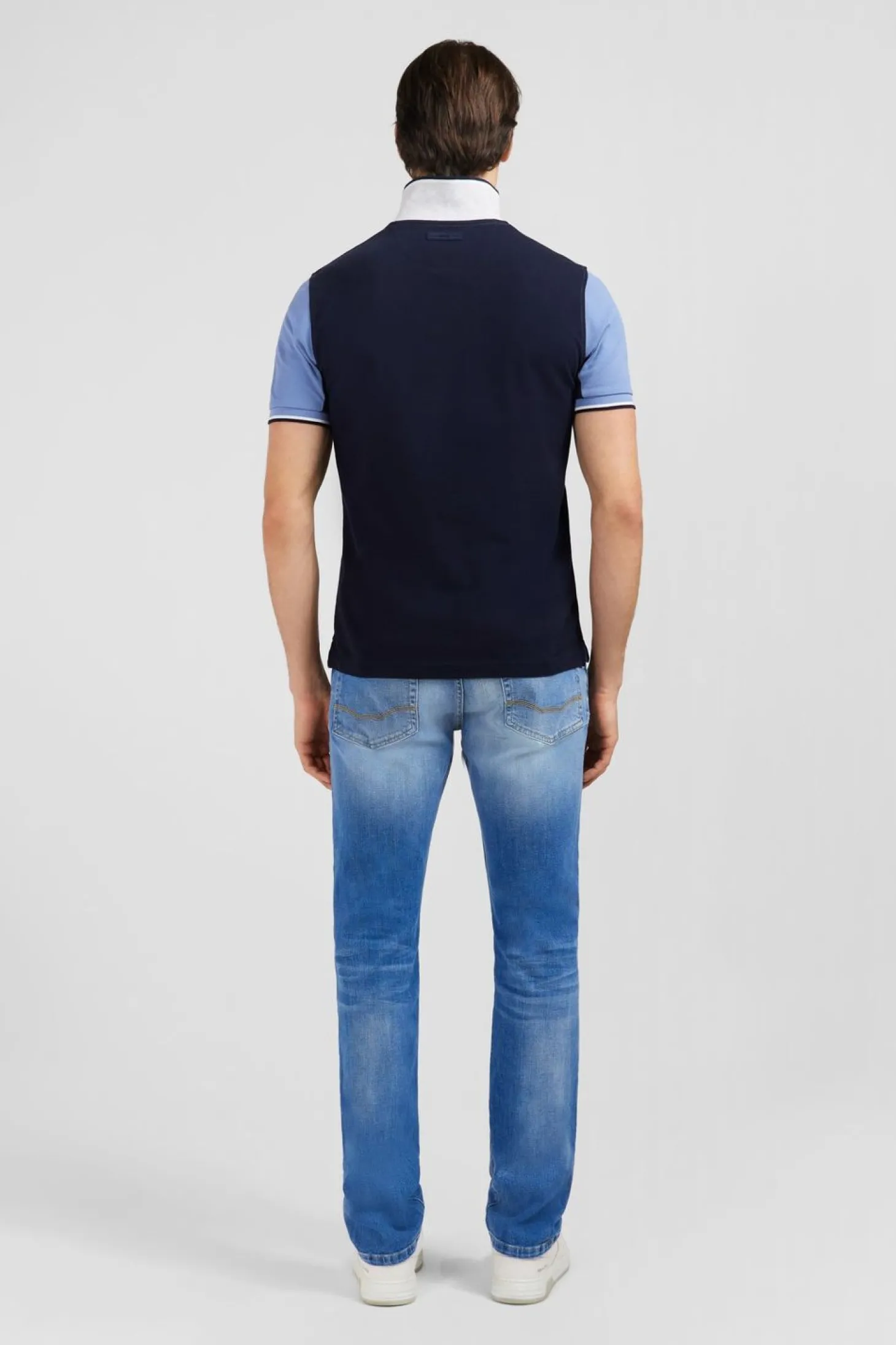 Polo Colorblock Bleu A Manches Courtes
