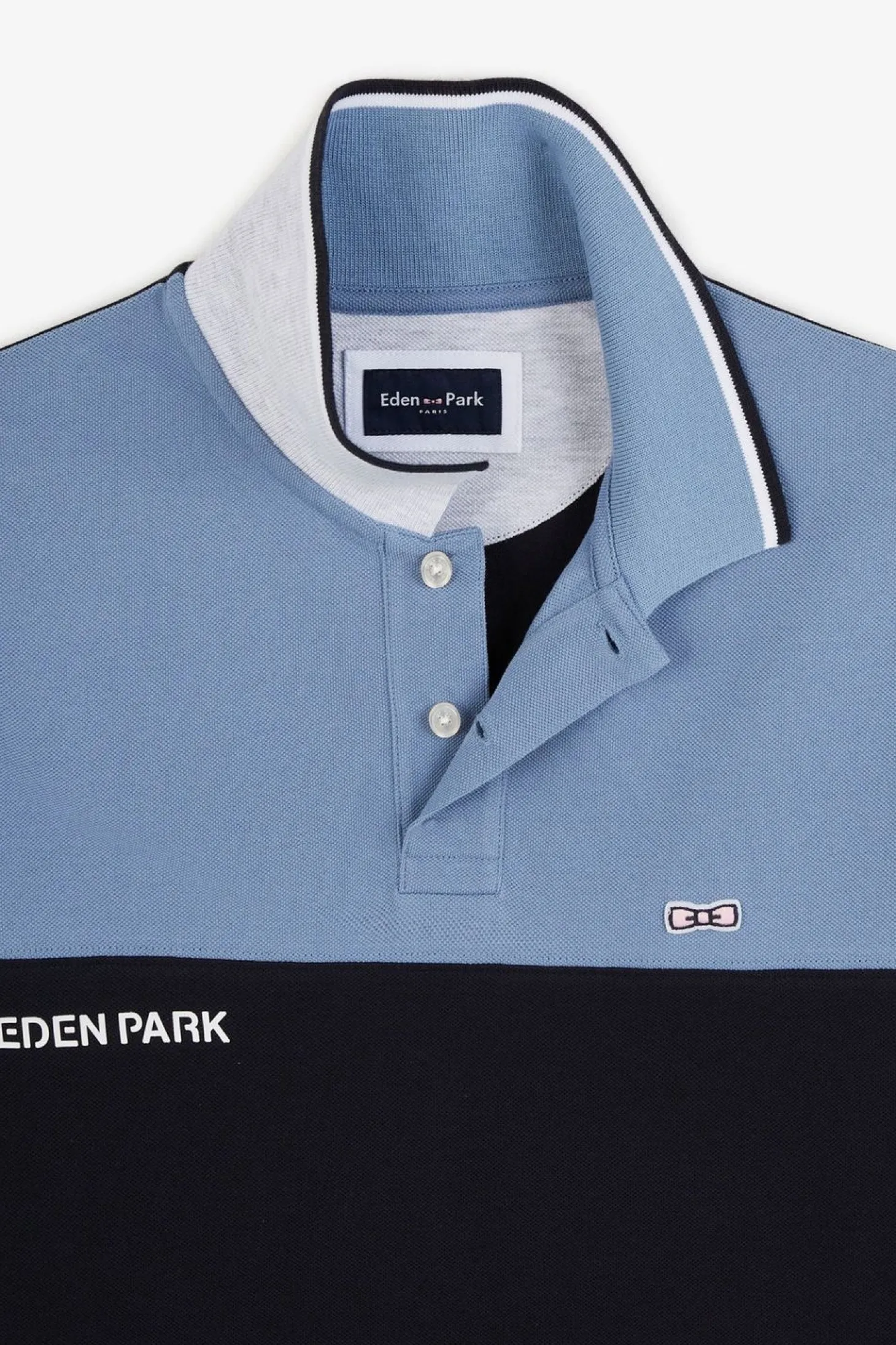 Polo Colorblock Bleu A Manches Courtes