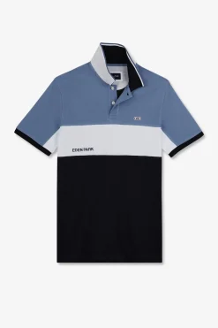 Polo Colorblock Bleu A Manches Courtes