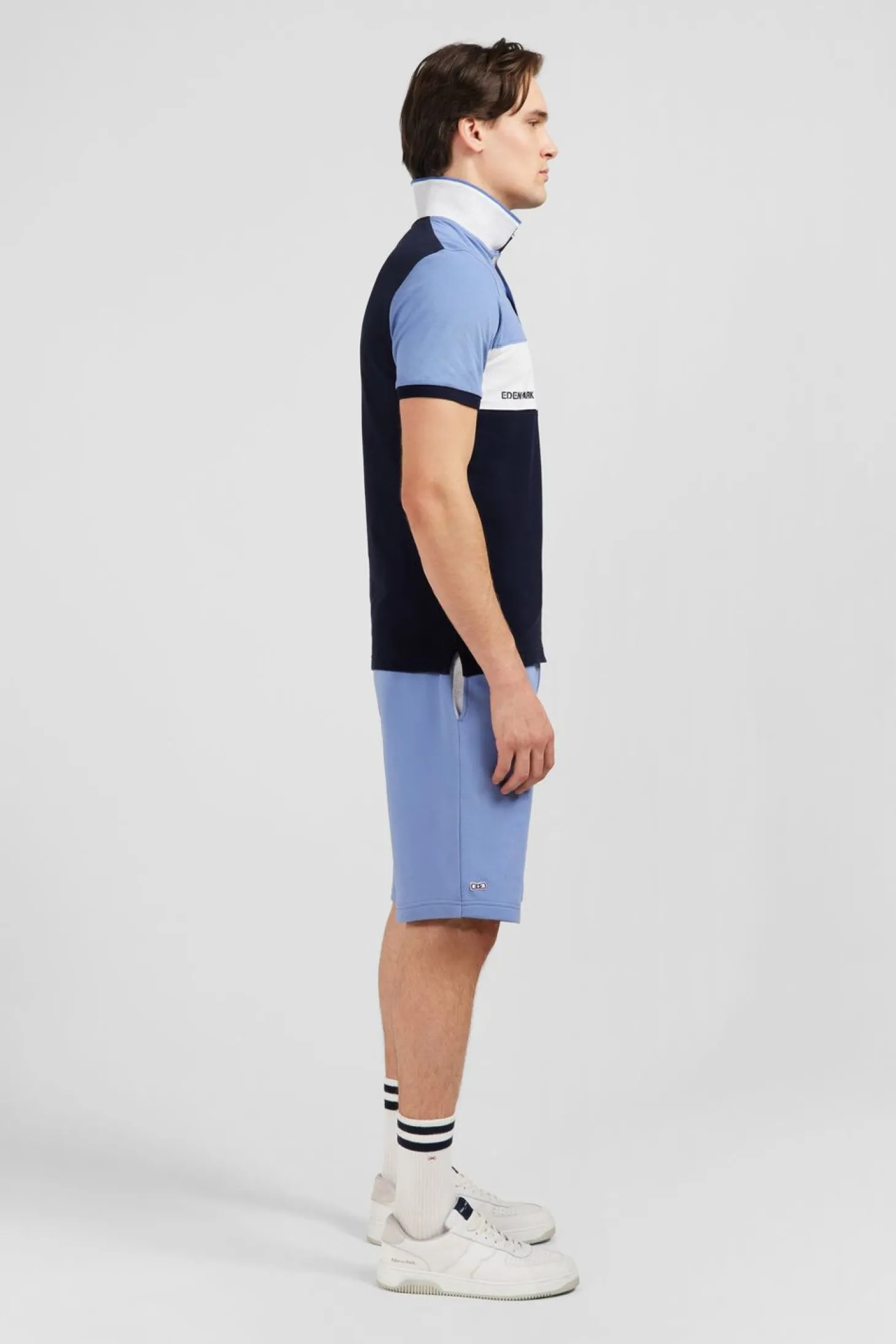 Polo Colorblock Bleu A Manches Courtes