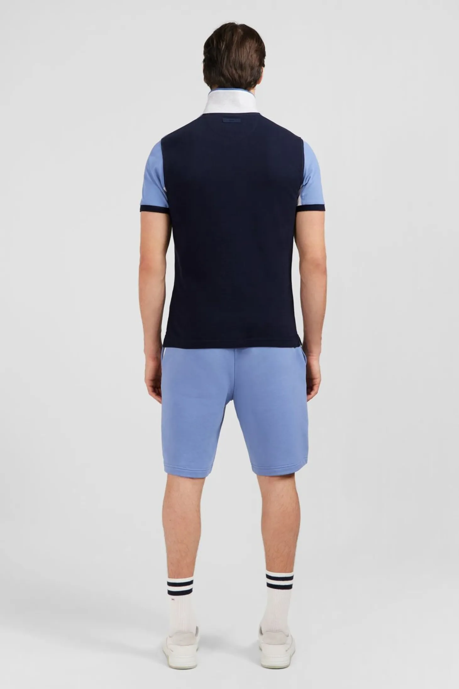 Polo Colorblock Bleu A Manches Courtes