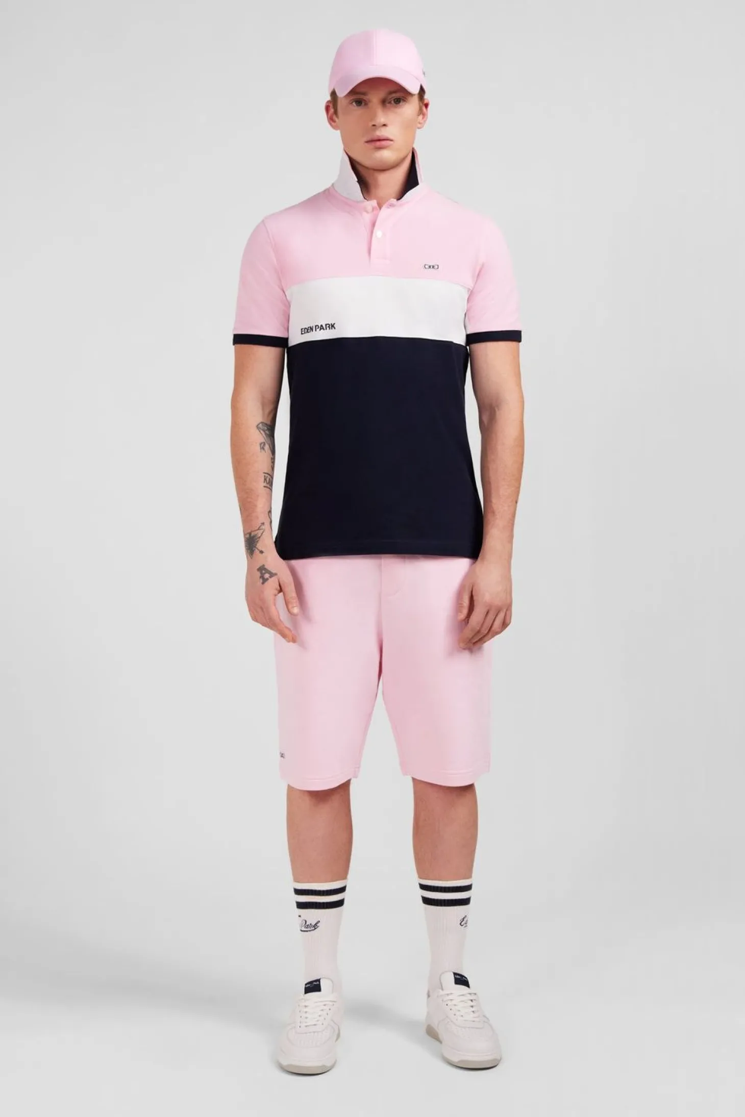 Polo Colorblock Rose A Manches Courtes