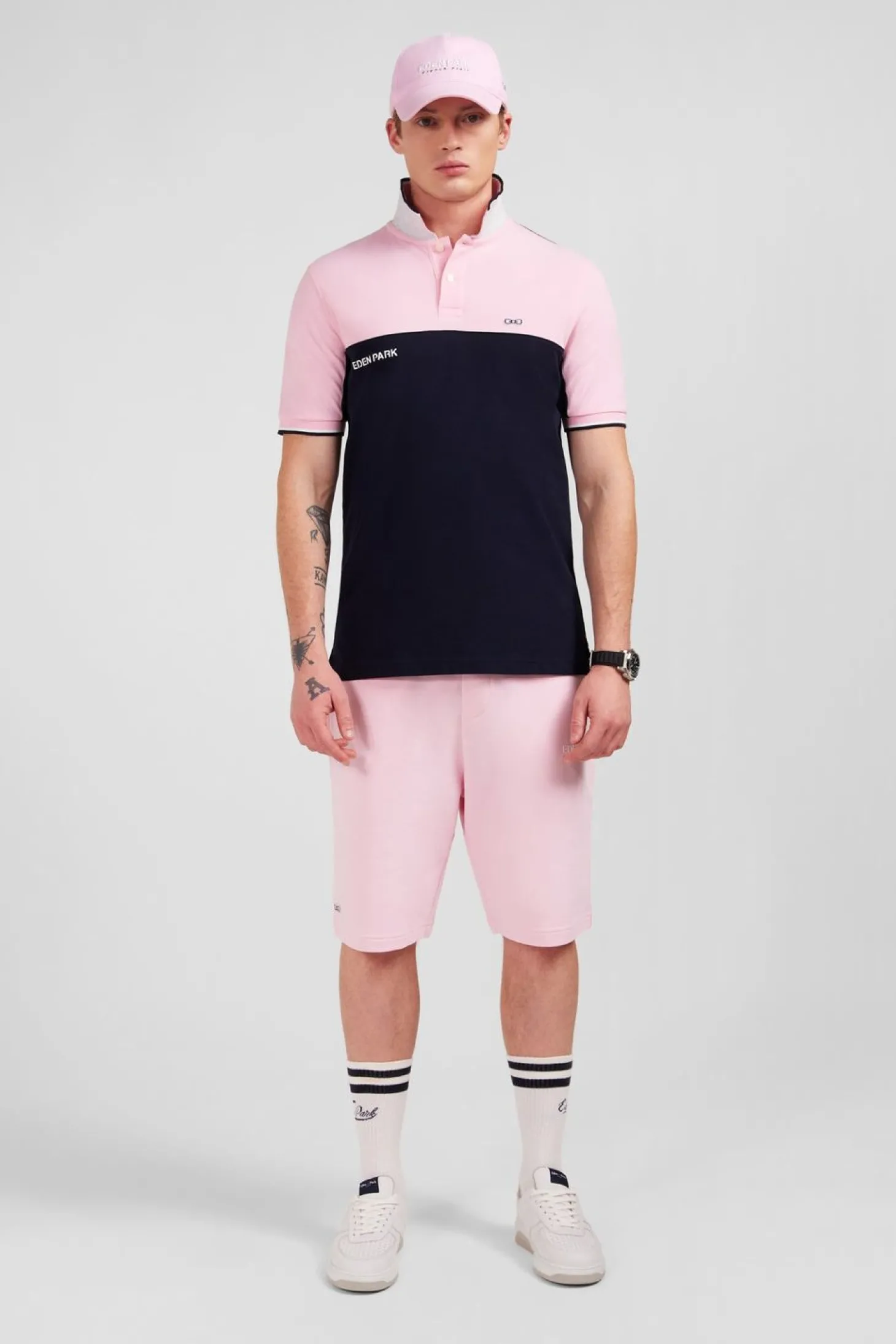 Polo Colorblock Rose A Manches Courtes