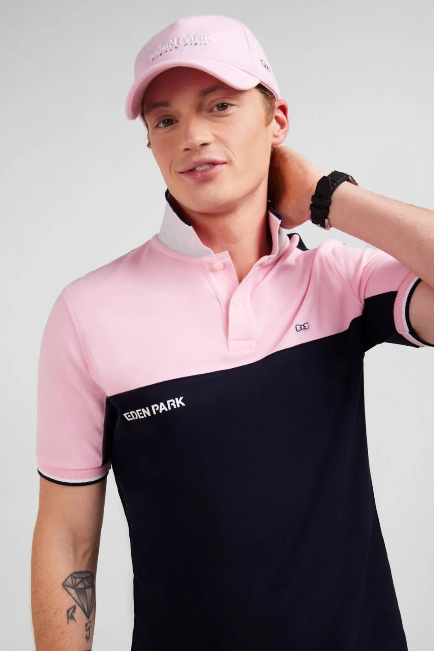 Polo Colorblock Rose A Manches Courtes