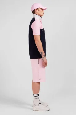Polo Colorblock Rose A Manches Courtes