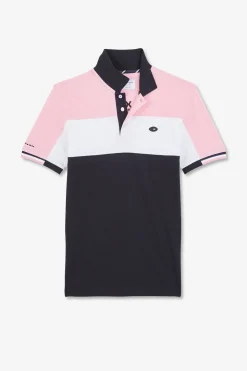Polo Colorblock Rose En Coton Pique A Broderie Xv De France