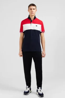 Polo Colorblock Rouge En Coton Pique A Broderie Xv De France