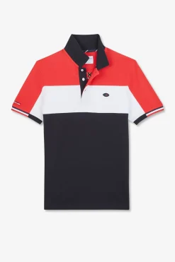 Polo Colorblock Rouge En Coton Pique A Broderie Xv De France