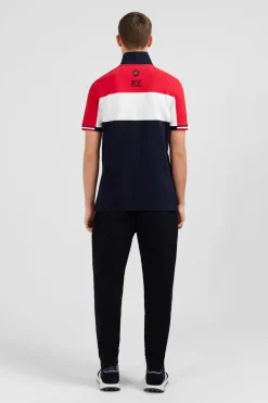 Polo Colorblock Rouge En Coton Pique A Broderie Xv De France