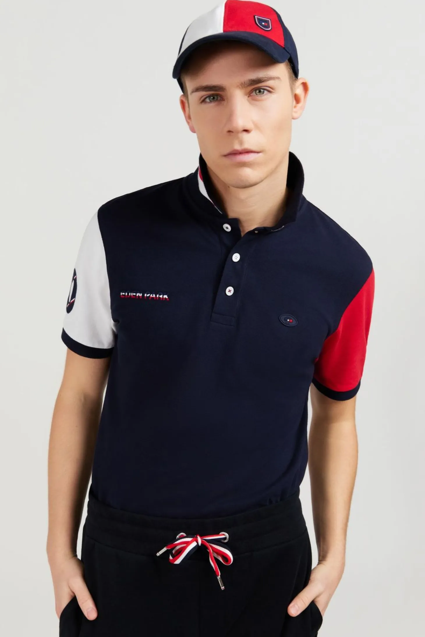 Polo Colorblock Rouge En Coton Pique A Broderie Xv De France