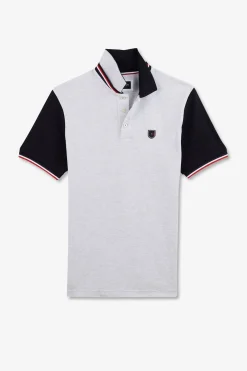 Polo Gris Colorblock Manches Courtes