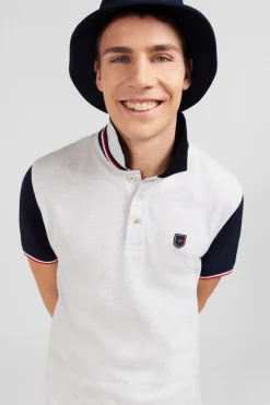 Polo Gris Colorblock Manches Courtes