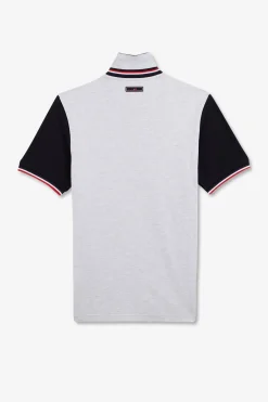 Polo Gris Colorblock Manches Courtes