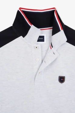 Polo Gris Colorblock Manches Courtes
