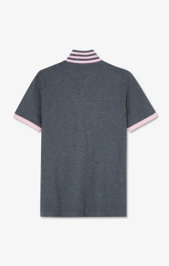 Polo Gris En Coton Pima Avec Details Contrastes