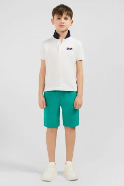 Polo Manches Courtes Blanc Broderie Fantaisie En Pique Coton