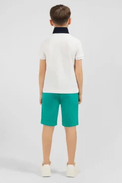 Polo Manches Courtes Blanc Broderie Fantaisie En Pique Coton