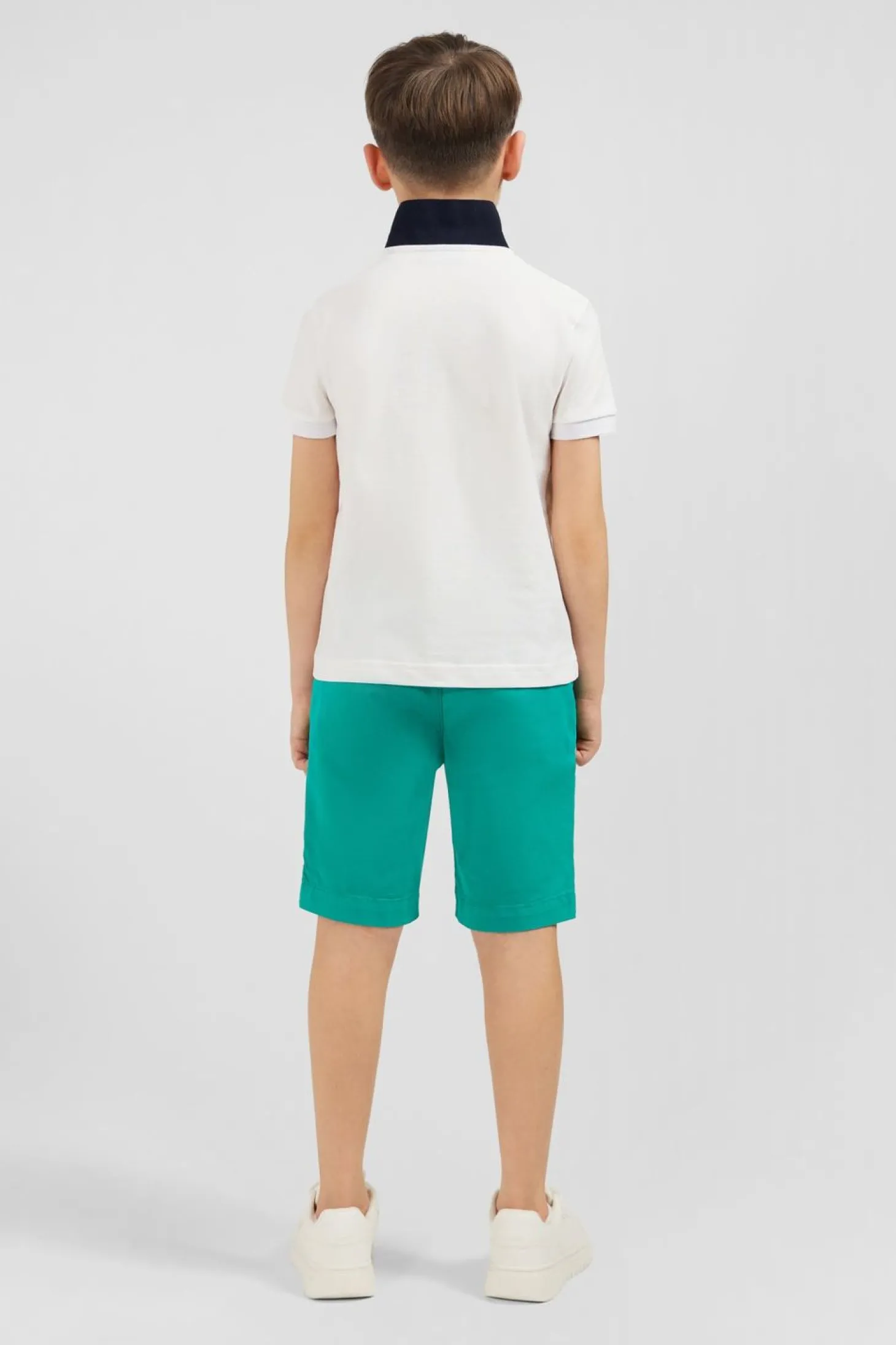 Polo Manches Courtes Blanc Broderie Fantaisie En Pique Coton