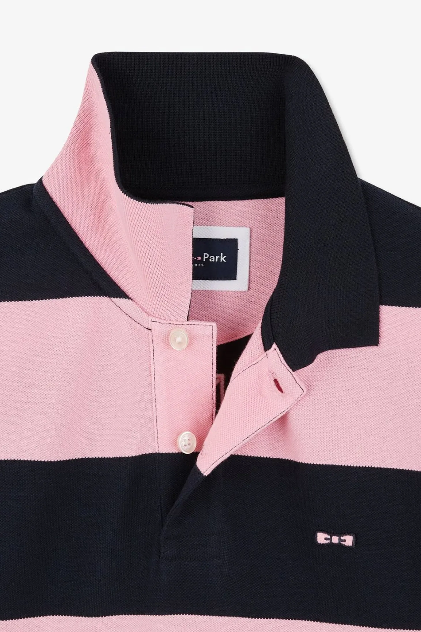 Polo Manches Courtes Cercle Marine Et Rose En Pique Coton