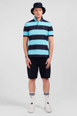 Polo Manches Courtes Cercle Turquoise En Pique Coton