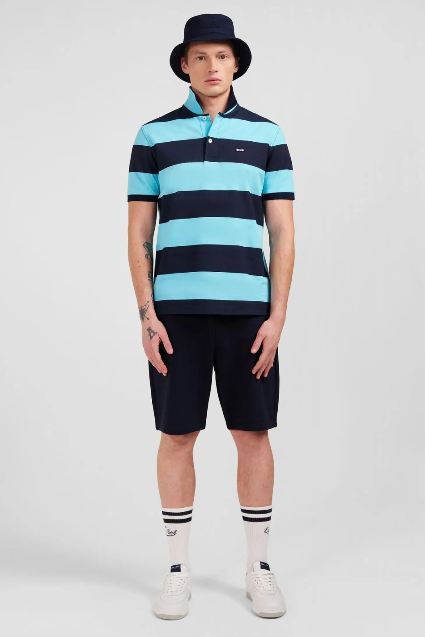 Polo Manches Courtes Cercle Turquoise En Pique Coton