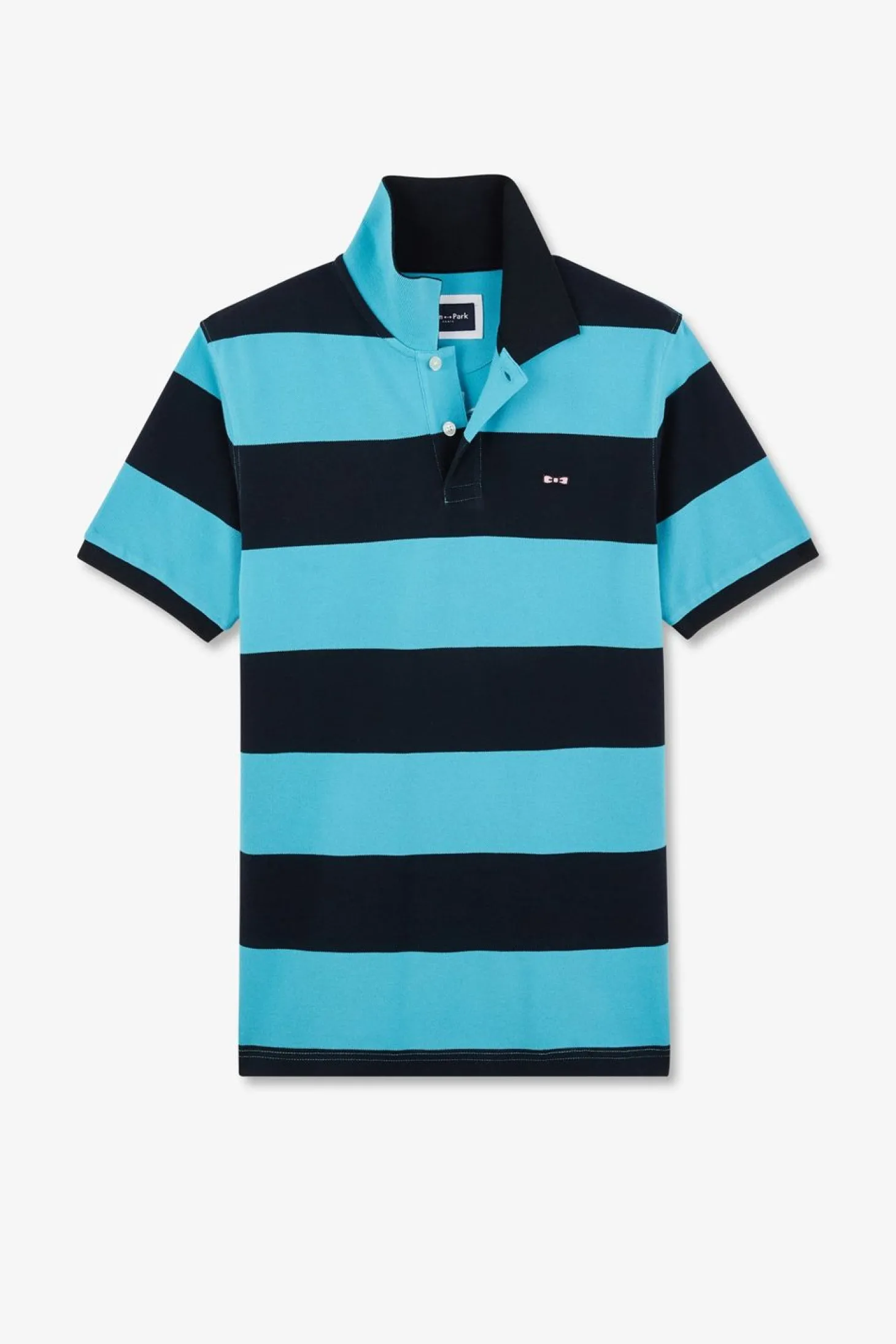 Polo Manches Courtes Cercle Turquoise En Pique Coton